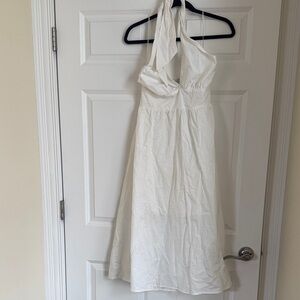 CrescenElegant White Halter Dress